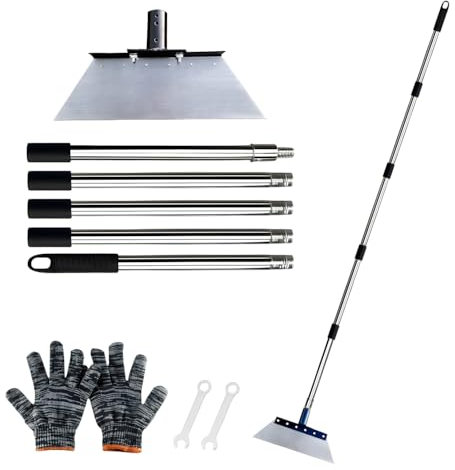 Multifunktionale Gartenschaufel mit Stiel(200cm), Reinigungsschaufel, Unkrautentferner Schaufel, Gartengeräte Unkraut, Schaber Werkzeug Garten, Zum Schaufeln von EIS, Schnee, Gras, Erde und Moos