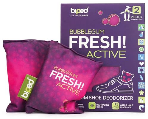 biped FRESH! ACTIVE - Schuhdeo gegen Geruch und Schweiß - Schuhtrockner Deo Kissen mit einzigartigen Düften oder PURE ohne Duftöl - Schuh Geruchsentferner mit Bambus Aktivkohle z2926(BUBBLEGUM)