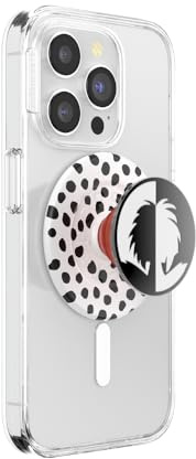 PopSockets runder Telefongriff kompatibel mit MagSafe, Adapterring im Lieferumfang enthalten, Telefonhalter, kabelloses Laden kompatibel - Enamel Cruella De Vil