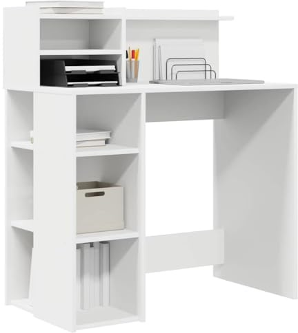 vidaXL Schreibtisch Weiß Holzwerkstoff 90 x 48 x 101,5 cm | Genug Platz für deine Sachen, Moderner, minimalistischer Look, der zu jeder Einrichtung passt,