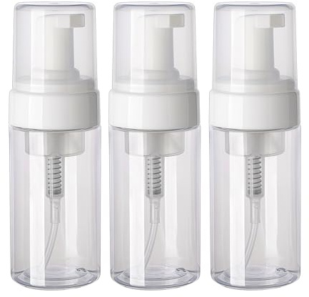 3 Stück 100 ml transparente Kunststoffschaum-Pumpflaschen, nachfüllbar, Reise-Seifenspender, Pumpflaschen, Behälter für Handseife, Shampoo, Kosmetik, Schaumspender