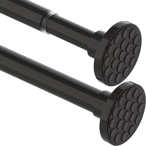 Teleskopstange Gardinenstange ohne Bohren Duschstange Ausziehbar Teleskop Kleiderstange für Badezimmer,Schlafzimmer Schwarz(85-195CM Φ25mm)