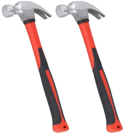LEXININ Martello da carpenteria, 28 cm, manico rosso, set da 2 pezzi per falegnameria e uso domestico