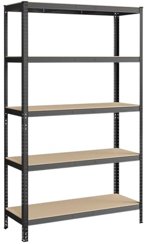 Helloshop26 Étagère Charge Lourde à 5 Niveaux Meuble de Rangement en Acier Montage sans Outil étagère de Garage pour boîtes à Outils capacité 875 kg 60 x 120 x 200 cm Gris 12_0005573