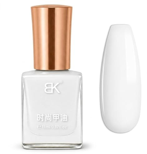 Quick-Dry Nail Polish - High Shine White Nail Polish - Milk White Nail Varnish Long Lasting - Smooth Easy Application Breathable Nail Paint for Summer Holiday DIY Manicure, 11ml