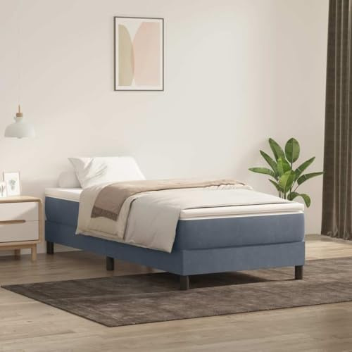 Bucmath Boxspringbett Rahmen Dunkelgrau 80x220 cm Samtstoff, Polsterbett mit Lattenrost, Schlafzimmer Möbel, ohne Matratze