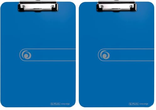 Herlitz 11226396 Klemmbrett, A4, opak mit Klemm-Mechanik, blau (Packung mit 2)