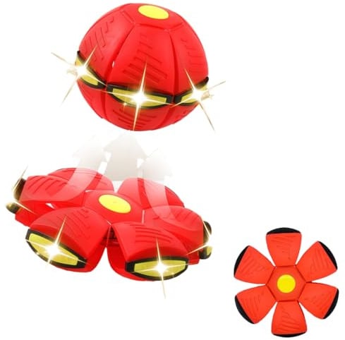 HAJXXMM Magic Metaball,Magical Flying Saucer with 6 LED Light, Dog Flying Saucer, Pop Up Balls,Family and Pet Interactive for Garden Games Outdoor (red)
