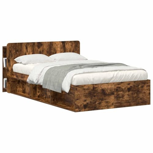 vidaXL Kopfteil Schrank mit Speicher Geräucherte Eiche Holzwerkstoff, Stylischer U-förmiger Holz-Kopfbereich, Multifunktionale Kommode, Moderne Möbel, Organisierer, Stauraumlösung