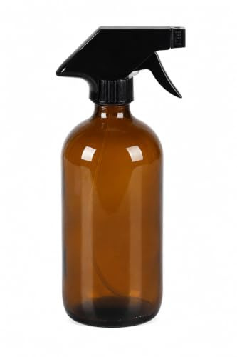 WDMT Botella pulverizadora de cristal recargable de 500 ml – Botella de spray marrón ámbar con atomizador negro – Pulverizador manual para plantas, limpieza y cuidado del cabello – Marrón