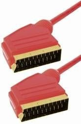 Scartkabel Scartstecker auf Scartstecker, 1,0 m, transparent-rot