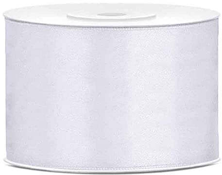 PartyDeco Satinband weiß 50mm 25m Hochzeit Geburtstag Taufe Kommunion Weihnachten Party Familientreffen Textilmaterial