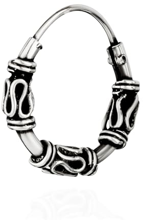 NKlaus Einzel 925 STERLING SILBER Keltische Bali Ohrschmuck Creole klein 12mm 7087