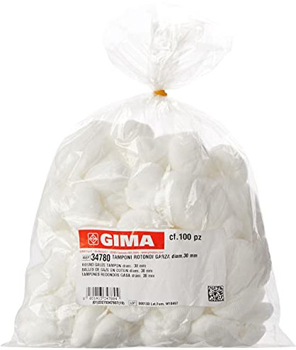 GIMA Mediberg Sferondo Rundpuffer mit Elastik ohne RX, hydrophile Gaze aus reiner Baumwolle, unsteril, 20 Fäden/cm2, Ø 30 mm, Packung mit 100 Stück