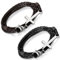 Flongo Lederarmband Herrenarmband Damenarmband, 2 Stück Edelstahl Leder Armband Armreifen Manschette Braun Schwarz Silber Englisch Bibel Herr Gebet Kruzifix Kreuz Motorradfahrer Biker Herren,Damen