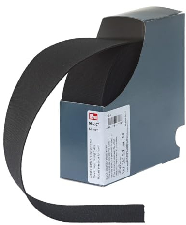Prym 955307 Elastic-Band kräftig 50 mm schwarz, 72 Prozent PES 28 Prozent ED