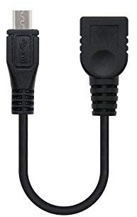 NANOCABLE 10.01.3500 - Cable USB 2.0 OTG (On-The-GO), Tipo Micro B/M-A/H, Macho-Hembra, Negro, 15cm