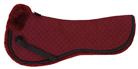 Engel Reitsport | SAKIS1-M-BOR-BOR | Sattelkissen mit echtem Merino Lammfell | Fellrand vorne | Steppstoff Bordeauxrot Fell Bordeaux | Grösse M