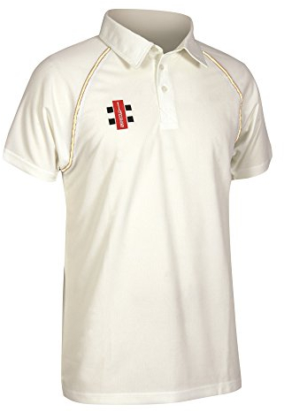 Gray Nicolls Matrix Cricket-Shirt, getrimmt, Senior, Weiß/Rot, Größe L