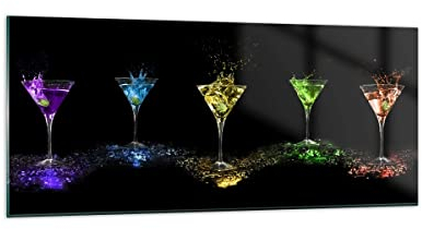 Wandbilder Dekoration Wohnzimmer Cocktail trinken Alkohol Glas Panorama Bilder auf Glas 120x50cm Glasbild Schlafzimmer Küche Wand Kunstdruck Art Groß Wanddeko Bild im Glas Modern GAB120x50-0442