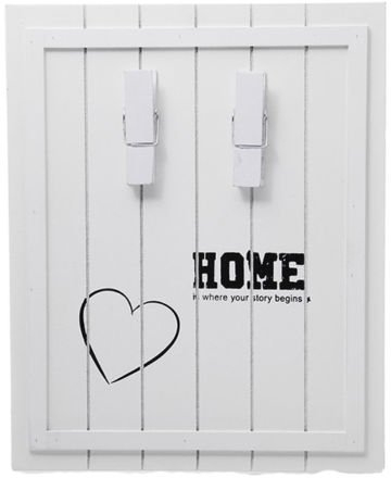 Riyashop Memoboard aus Holz zum Hängen Herz/Home mit Holzklammer Memotafel Notizboard