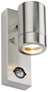 Knightsbridge 230V IP44 GU10 Stainless Steel Wall Light with Pir