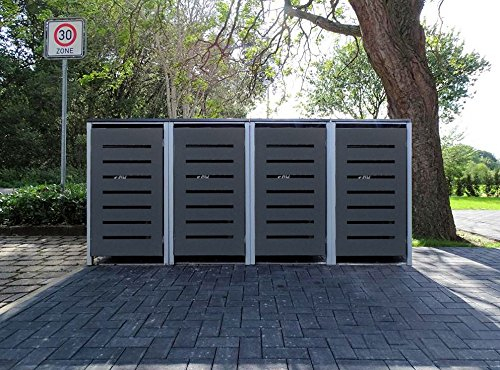 Srm-Design 4 Mülltonnenboxen Modell No.6 Anthrazitgrau für 240 Liter Mülltonnen/witterungsbeständig durch Pulverbeschichtung/mit Klappdeckel und Fronttür