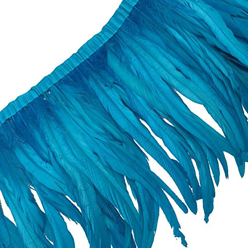 Sowder Rooster Hackle Feather Fringe Trim 10-12inch in Width Pack of 1 Yard(Turquoise)