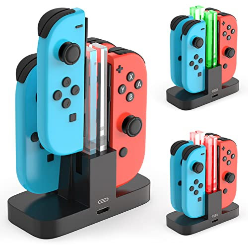 Joycon Charging Dock, [New Version] Diyife Switch Controller Charger, Switch Charging Dock, Controller Charger for Nintendo Switch, 4 in 1 Joy con Charger with Individual LED Indicator