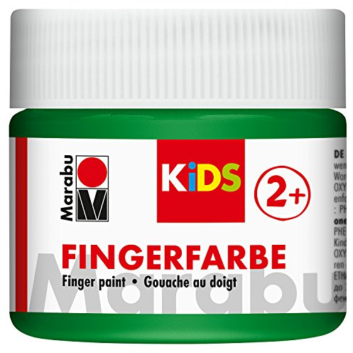 Marabu 03030050267 - Kids Fingerfarbe grün 100 ml, Fingermalfarbe auf Wasserbasis, parabenfrei, vegan, laktosefrei, glutenfrei, geeignet zum Malen in Kindergarten, Schule, Therapie und zu Hause