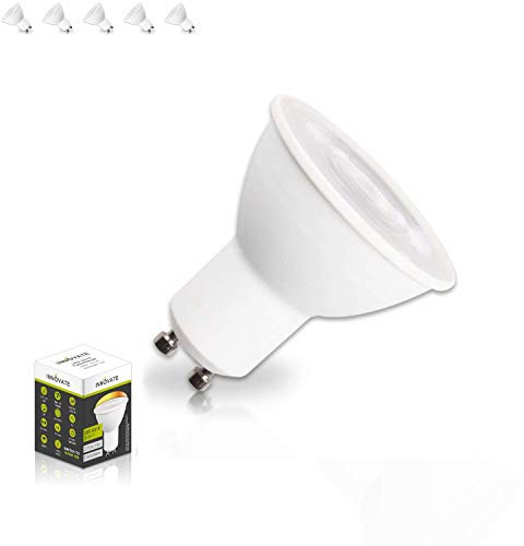 INNOVATE® Dim to Warm LED GU10 Blanc chaud – 230 V Réflecteur 3 niveaux à intensité variable sans variateur – 375 lumens GU10 Dim2Warm Spot 5 W – Plug and Play 3 en 1 Dim2Warm (lot de 5)