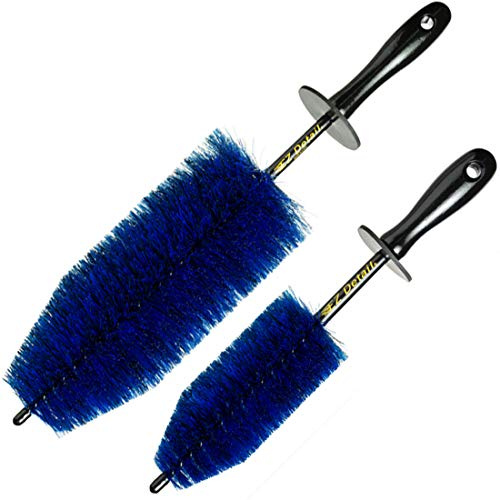 EZ Detail - Spazzolone Accessori per Auto, Spazzola per la Pulizia dei Cerchi in Lega, Super Morbida, Colore: Blu e Nero