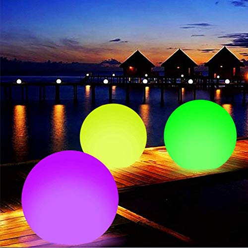 Happymore Lumière de Boule Flottante de Piscine, Boule de Plage Gonflable, Globe solaire étanche IP68, Lampe de Nuit de Piscine de Globe de Lueur LED Changeante de Couleur de 40 cm avec télécommande