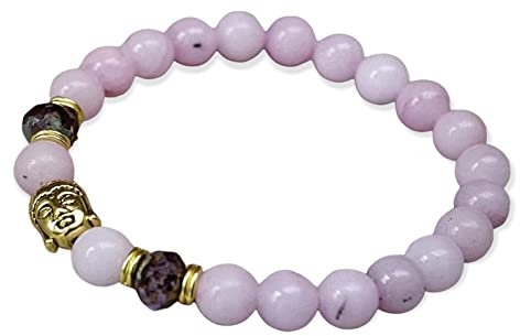 Armband mit Kirschblütenjaspis, böhmischen Glasperlen & Buddha - rosa, antik-gold/Buddhaarmband, Jaspisarmband, Yoga - Yogaarmband, SHIVA, Jaspis Kirschblüten
