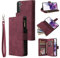 QLTYPRI Coque pour Sumsung Galaxy S21, Etui en Cuir PU Portefeuille Rétro Flip Case Antichoc Housse avec Fentes de Cartes Fonction Support - Bourgogne