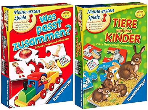 Ravensburger was passt zusammen? - Puzzelspiel für Kinder, Bildpaare zuordnen für 1-4 Spieler ab 2 Jahren & Tiere und ihre Kinder - Kinderspiel, Tierwelt kennenlernen - für 1-4 Spieler ab 2 Jahren