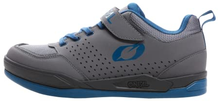 O'NEAL | Mountainbike-Schuhe | MTB Downhill Freeride | Vegan | SPD-Pedalplatten-kompatible Sohle, haltbares und leichtes PU, Belüftungsöffnungen | Flow SPD V.22 Shoe | Erwachsene | Grau Blau | 45