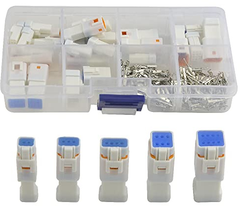 WMYCONGCONG 19 Sets Connector Waterproof 2 3 4 6 8 Pin Way Male and Female Plug Electric Automotive Connectors 24-20 AWG with Storage Box