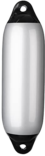 Seilflechter - Aufblasbarer Fender 150 x 580 mm in Silbergrau, Langfender mit 2 Augen, für Boot & Yacht