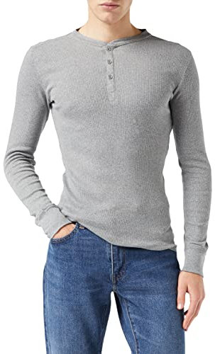 Levi's Men's 300ls Long Sleeve Henley 1p Shirt, Gray, XL
