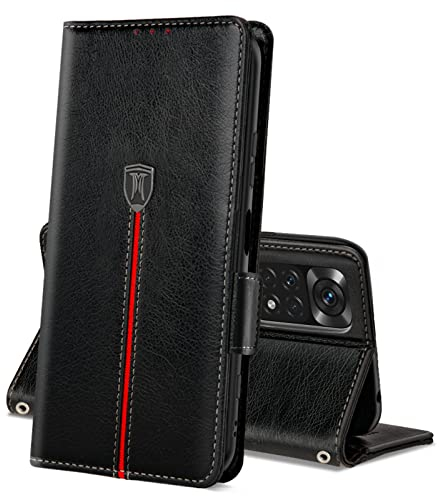 Hülle für Xiaomi Redmi Note 11 Pro 5G/ 4G/Redmi Note 12 Pro 4G, Magnet Leder Kartenfach Handyhülle, Klappbar Tasche Schutzhülle, Flip TPU Bumper Stoßfeste Case für Redmi Note 11 Pro 5G Schwarz