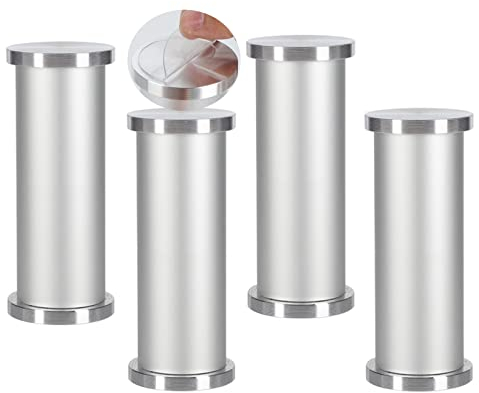 4 Piezas Pies de la mesa de centro de cristal Patas de gabinete regulables sin puñetazos Aluminio Aleación Pies de metal autoadhesivo Piernas de apoyo mueble de baño,color aluminio (35cm)
