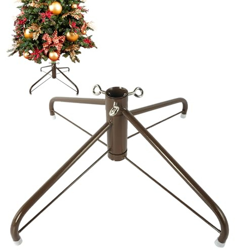 EZYDECOR 19.7 Brown Christmas Tree Stand Solid Metal Christmas Tree Base Replacement for Artificial Trees Home Decoration (Brown) 19.7
