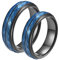 Mesnt Ringe Für Paare Mit Gravur, Wolfram Facettiert Schwarzer und Blauer Ring 5mm Größe Damen 60 (19.1) & Herren 67 (21.3)