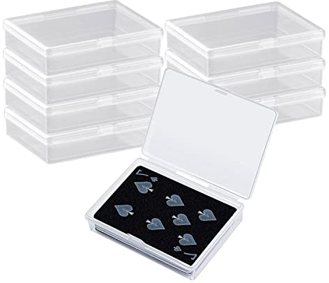 DARENYI 8Pcs Playing Card Box Small Plastic Storage Box Trading Card Storage Box Playing Card Case Clear Storage Containers Box for Small Items, Beads, Business Cards, Game Cards, Crafts