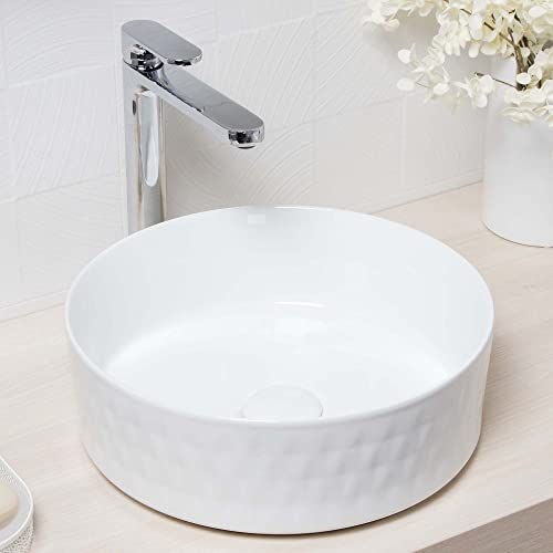 Gloss White Round Bathroom Wash Basin Sink Countertop Ceramic Bowl