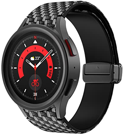VeveXiao Correa compatible con Samsung Galaxy Watch 5 Pro 45mm/Galaxy Watch 5 44mm 40mm/Galaxy Watch 4 Band 40mm 44mm/watch 4 Classic 46mm 42mm band, Bandas cierre magnético silicona deportiva correa