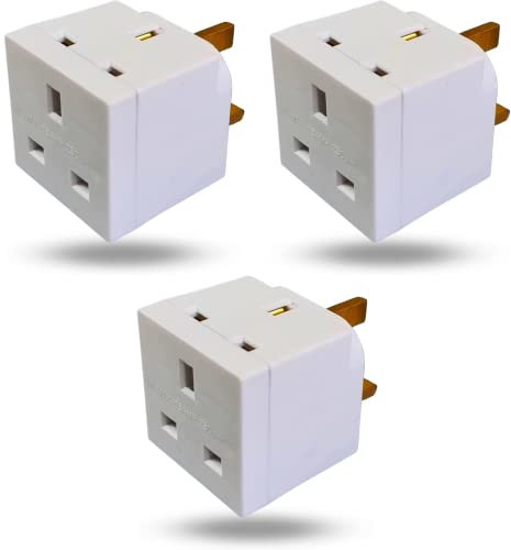 2 Way Double Plug Adaptor - Cube Electric Double Adapter Plug UK - Plug Extension Double Socket - Adaptor Power Extension for LED, WIFI extender booster Laptop & further. Socket Pin for Office, Home.