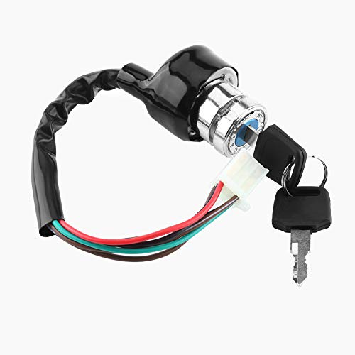 Zündschalter, Universal Auto Motorrad 6-Draht in 9 Pin Stecker Zündschalter, 3 Position 2 Schlüssel Zündschloss Schlüsselschalter