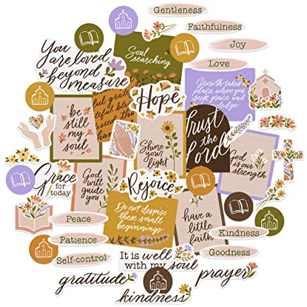 Navy Peony Andachts-Visionboard-Aufkleber für Christen (48 Stück) – Florale, minimalistische religiöse christliche Aufkleber für Bibeljournaling und christliche Planer